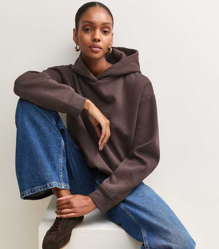 Brown Cotton Rich Long Sleeve Hoodie