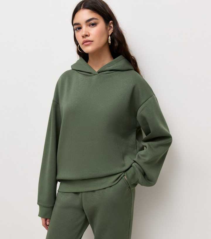 Dark Khaki Cotton Rich Long Sleeve Hoodie