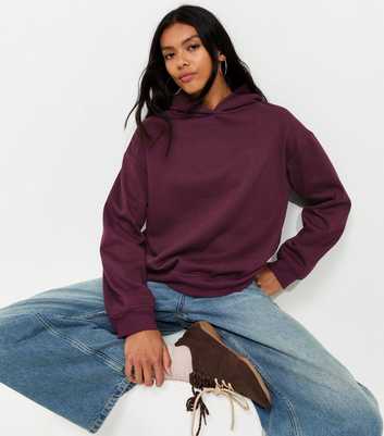 Dark Burgundy Cotton Rich Long Sleeve Hoodie