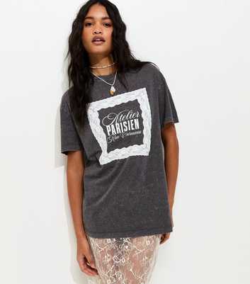 Dark Grey Cotton Atelier Parisien Oversized T-Shirt
