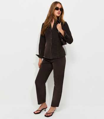 Dark Brown Corduroy Tapered Trousers