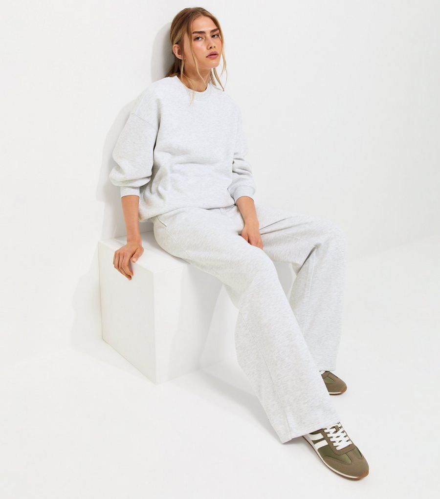 Grey Marl Cotton Rich Wide Leg Joggers — photo 1 of 1