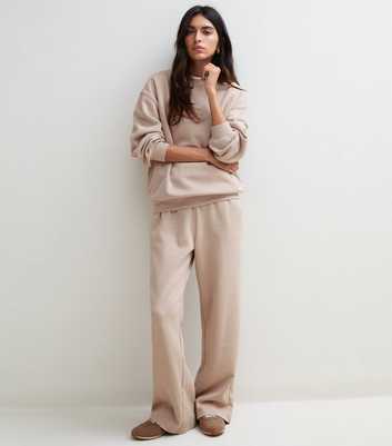 Light Brown Cotton Rich Wide Leg Joggers