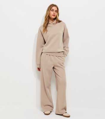 Light Brown Cotton Rich Wide Leg Joggers