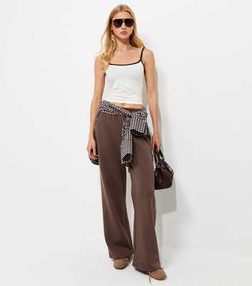 Dark Brown Cotton Rich Wide Leg Joggers