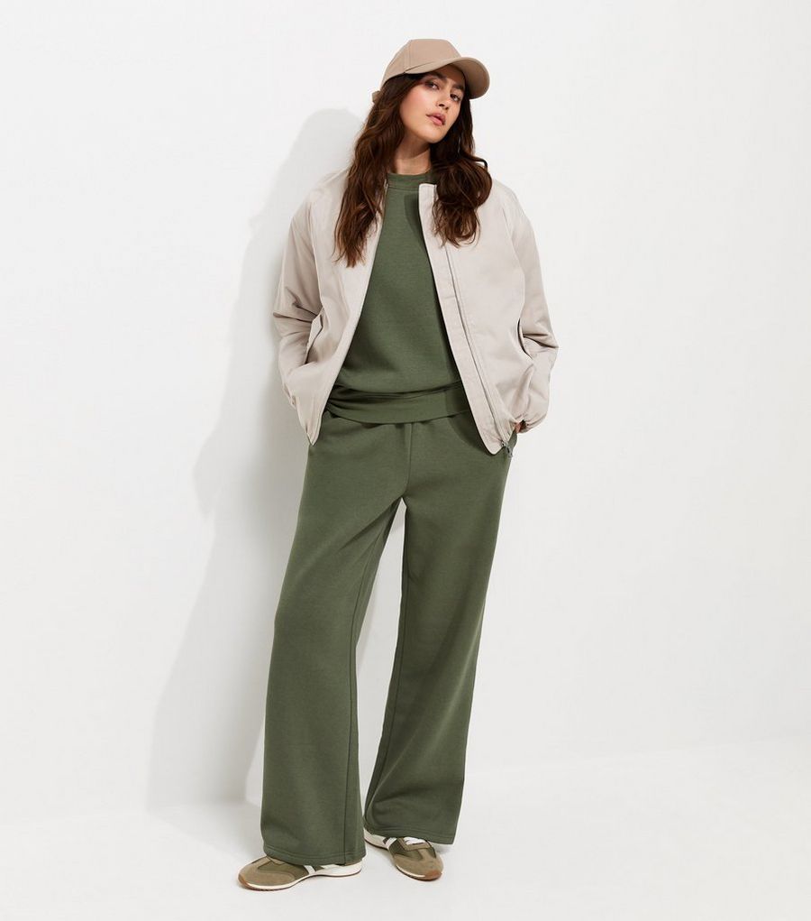 Dark Khaki Cotton Rich Wide Leg Joggers