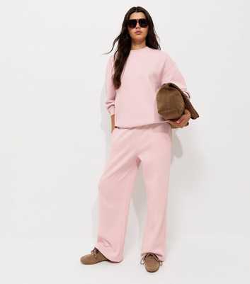 Light Pink Cotton Rich Wide Leg Joggers
