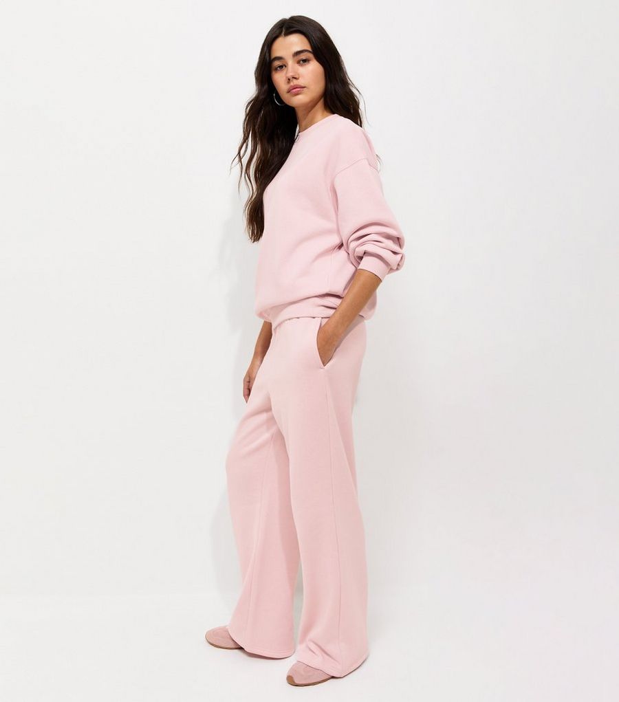 Light Pink Cotton Rich Wide Leg Joggers