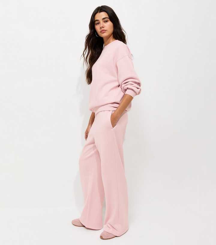 Light Pink Cotton Rich Wide Leg Joggers