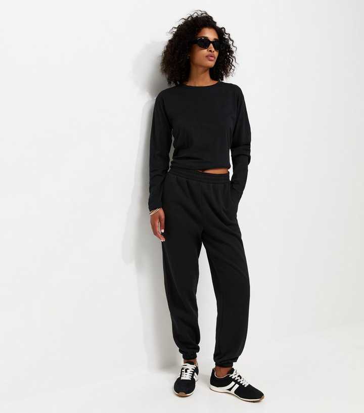 Black Cotton Rich Cuffed Joggers
