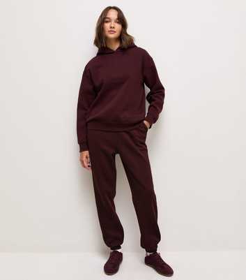 Dark Burgundy Cotton Rich Cuffed Joggers