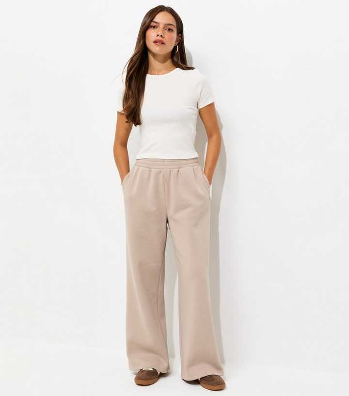 Petite Light Brown Cotton Rich Wide Leg Joggers