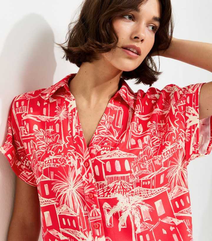 Red House Print Short Sleeve Shirt