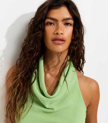 Bright Green Cowl Halter Neck Top