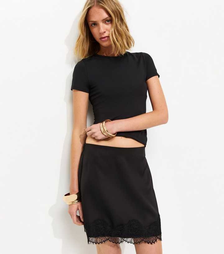 Black Slinky Jersey Crew Neck Top