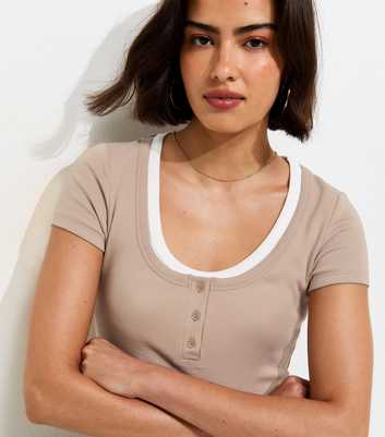 Mink 2 in 1 Cotton Rich Short Sleeve Henley Top