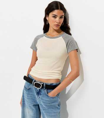 White Contrast Raglan Sleeve T-Shirt