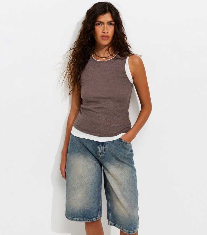 Dark Brown 2 In 1 Tank Top