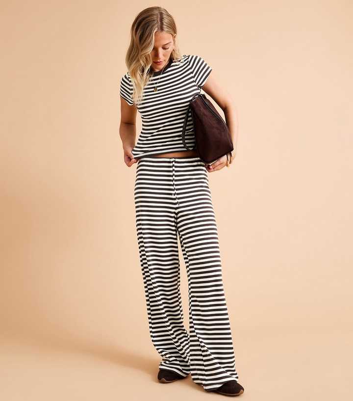 Brown Cotton Rich Stripe Baby Tee