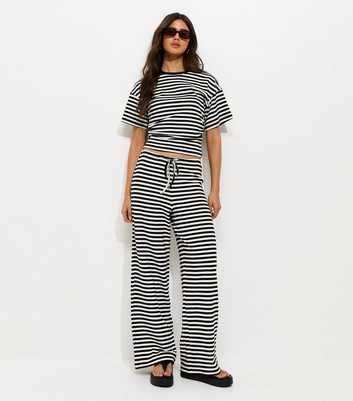Black Striped Wide Leg Trousers