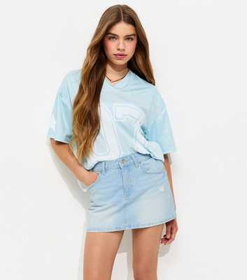 Girls Dark Blue Distressed Denim Skort
