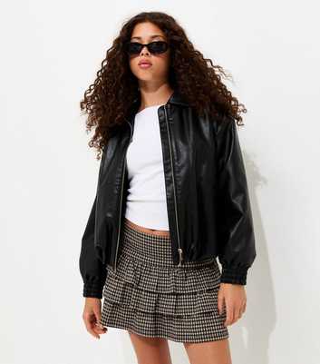 Girls Black Check Pattern Three Tier Ruffle Skort