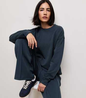 Premium Navy Wide Leg Joggers