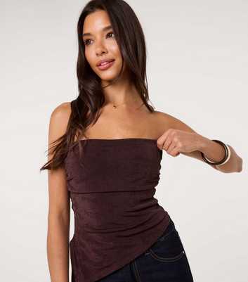 Pink Vanilla Dark Brown Asymmetric Hem Bandeau Top