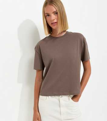 Light Brown Cotton Boxy Fit T-Shirt