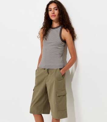 Brown Striped Cotton Rich Racer Vest Top
