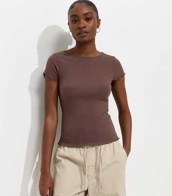 Dark Brown Cotton Rich Ribbed Babylock T-Shirt