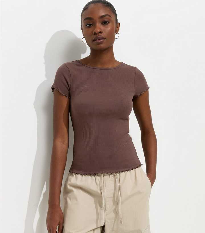 Dark Brown Cotton Rich Ribbed Babylock T-Shirt