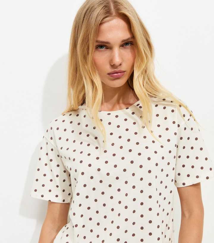 Cream Cotton Spot Print Easy T-Shirt