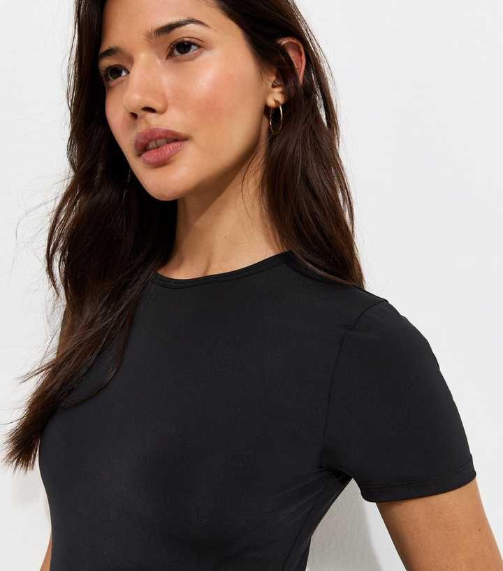 Black Slinky Jersey Crew Neck T-Shirt