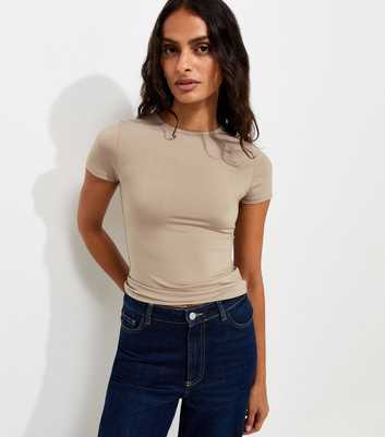 Mink Jersey Longline Crew Neck T-Shirt