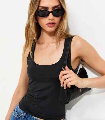 Black Slinky Scoop Neck Vest Top