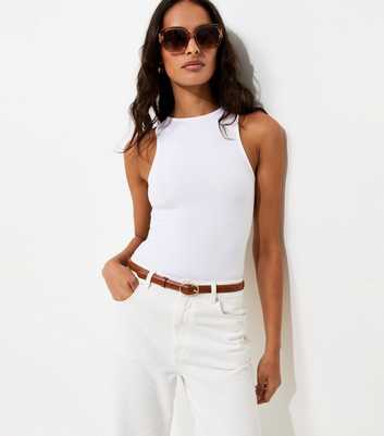 Off White Jersey Racer Bodysuit