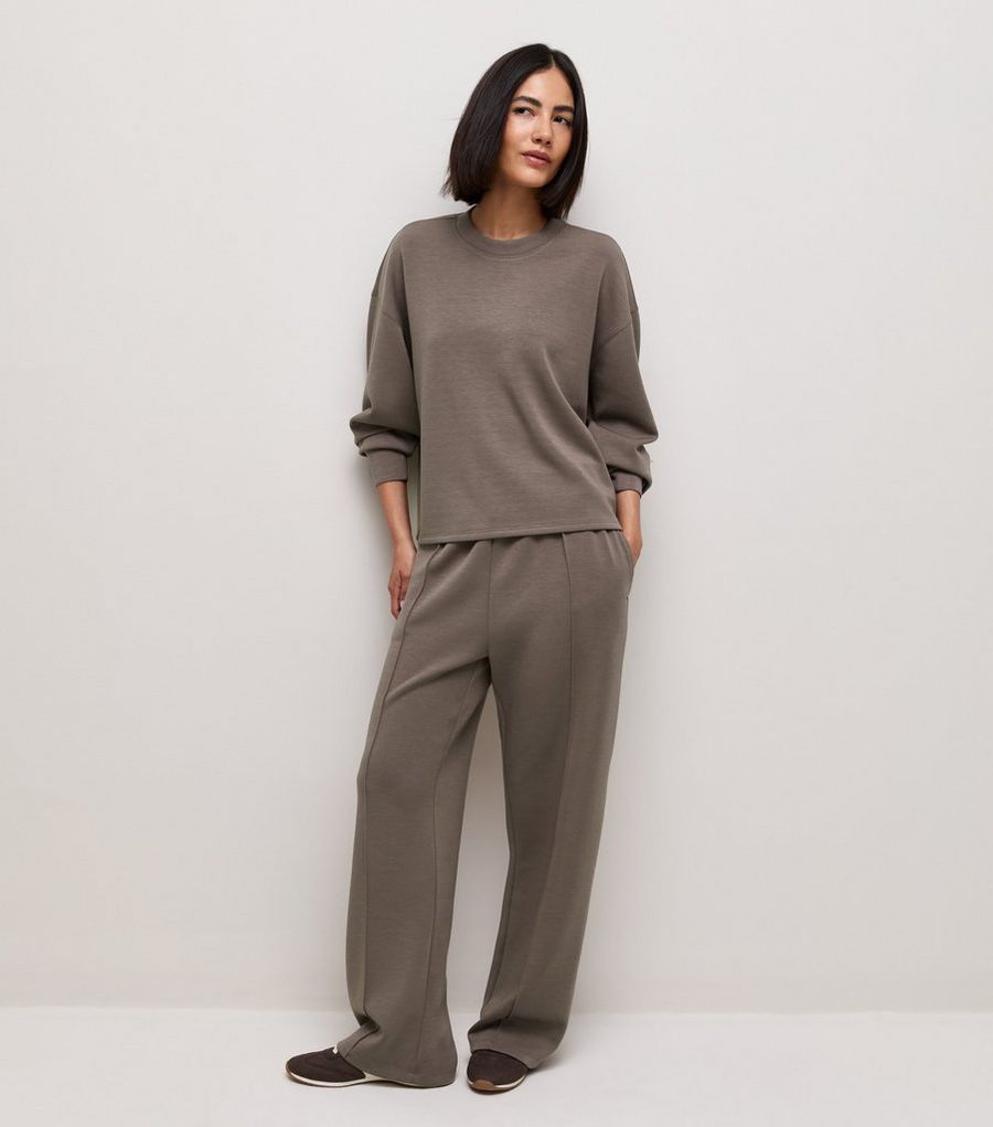 Premium Stone Front Seam Wide Leg Joggers