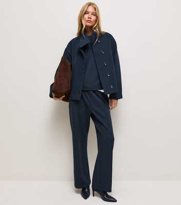 Premium Navy Front Seam Wide Leg Joggers