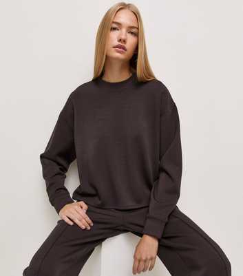 Premium Dark Burgundy Relaxed Crew Neck Sweatshirt