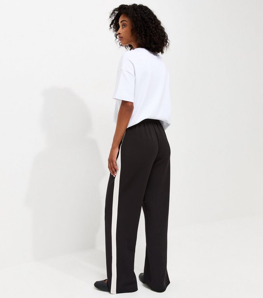 Premium Black Side Stripe Wide Leg Trousers