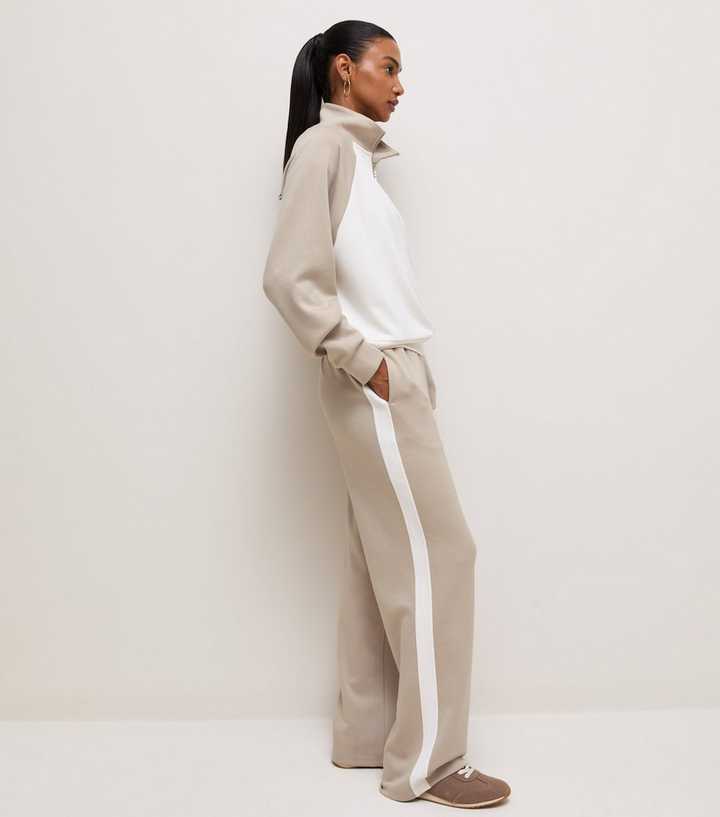 Premium Mink Side Stripe Wide Leg Trousers