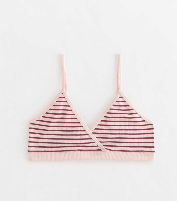 Girls Dark Burgundy Seamless Ribbed Stripe Bra