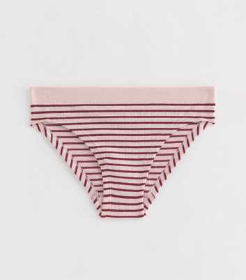 Girls Dark Burgundy Seamless Ribbed Stripe Briefs