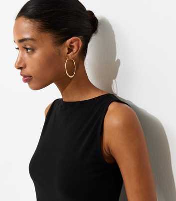 Black Cotton Rich Slash Neck Vest