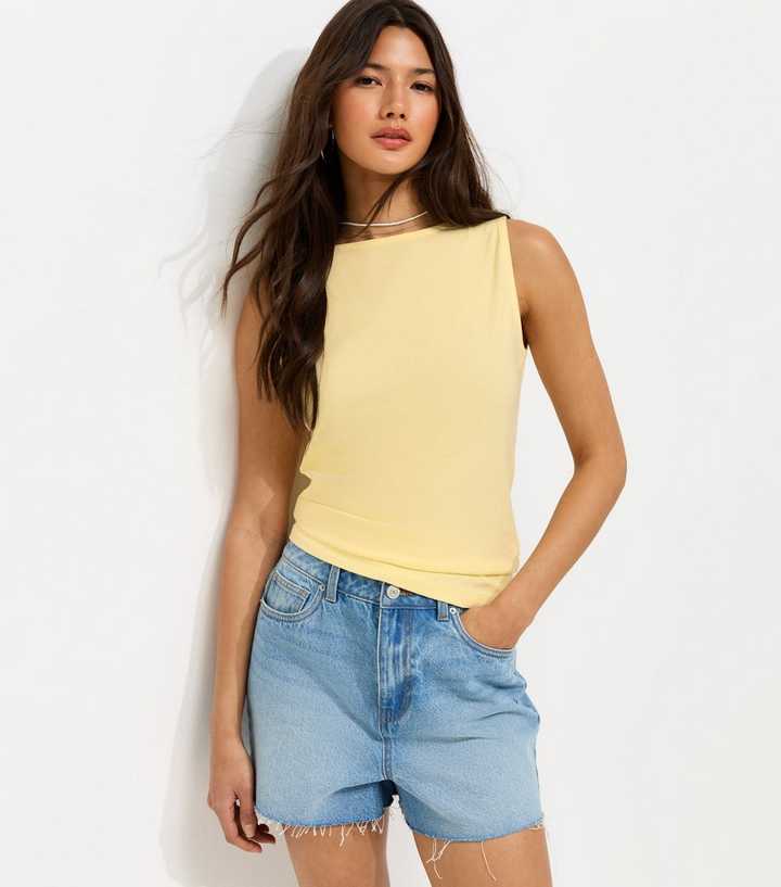 Light Yellow Cotton Rich Slash Neck Vest