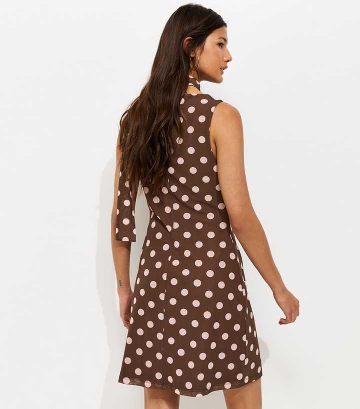 princess polly baby blue dress Nellie Mini Dress Brown Polka Dot main image 0
