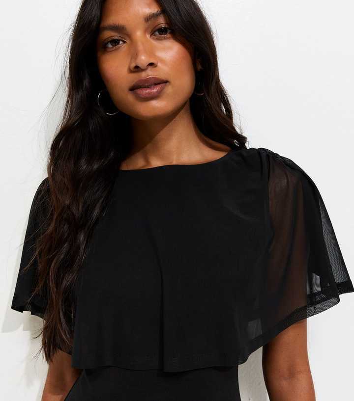 best place to buy a little black dress Rihoas Cape Sleeve Chiffon Mini Dress