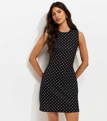 Black Polka Dot Tie Back Mini Dress