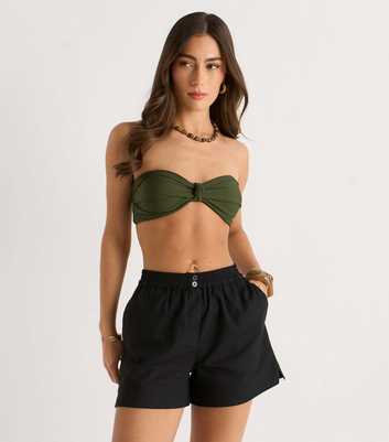 Gini London Black Elasticated Waist Shorts